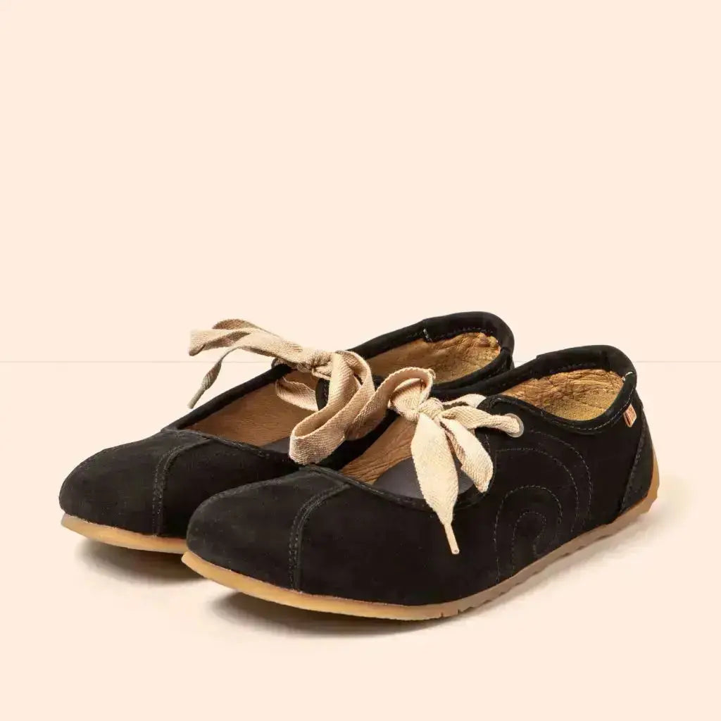 El Naturalista - Ondina Nobuck Black - Merceditas barefoot de cordones