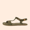 El Naturalista - Satya Kaki - Sandalias barefoot de nobuck verdes para mujer
