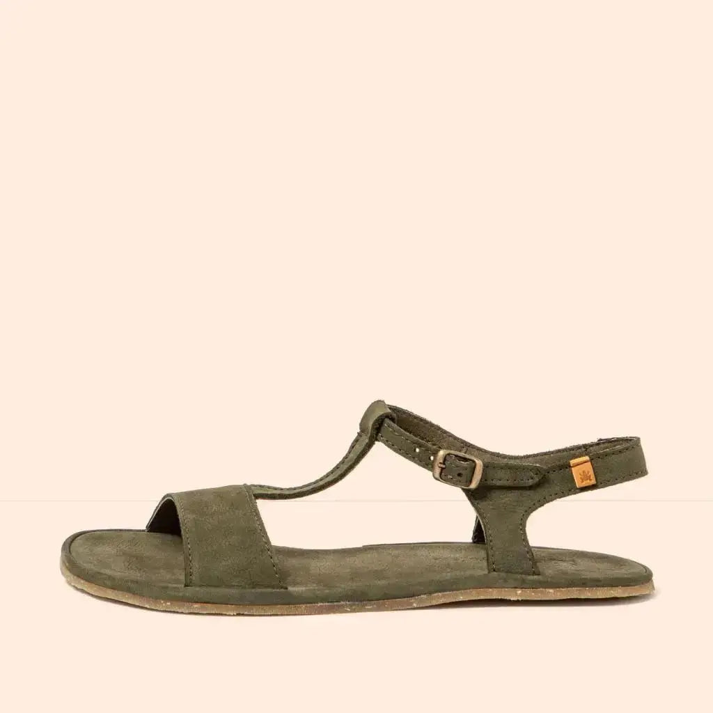 El Naturalista - Satya Kaki - Sandales barefoot en nubuck vert pour femme - El Naturalista - Sandales Barefoot - Boutique de chaussures barefoot minimalistes et respectueuses