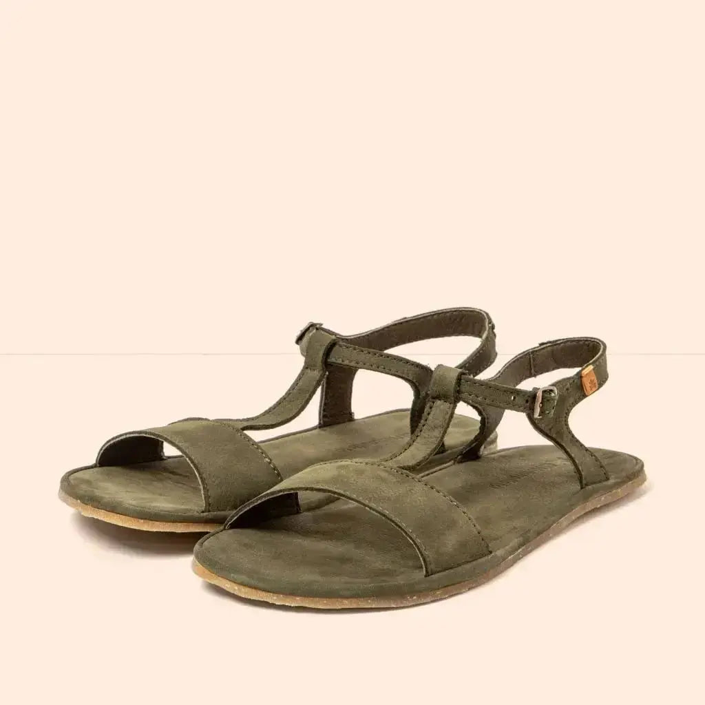 El Naturalista - Satya Kaki - Sandales barefoot en nubuck vert pour femme - El Naturalista - Sandales Barefoot - Boutique de chaussures barefoot minimalistes et respectueuses