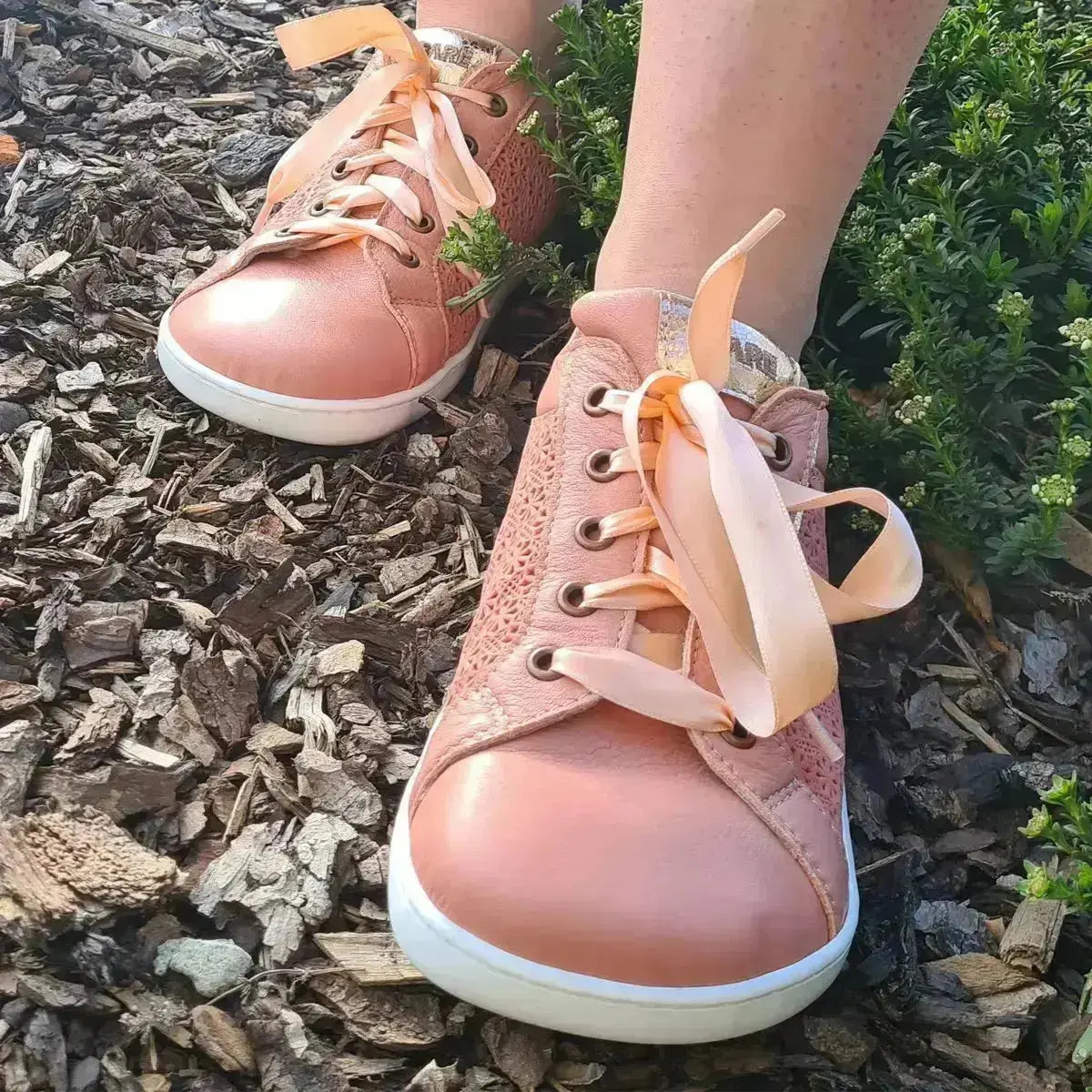 Fare Bare - Elegant Lola Apricot - Deportivas barefoot de piel
