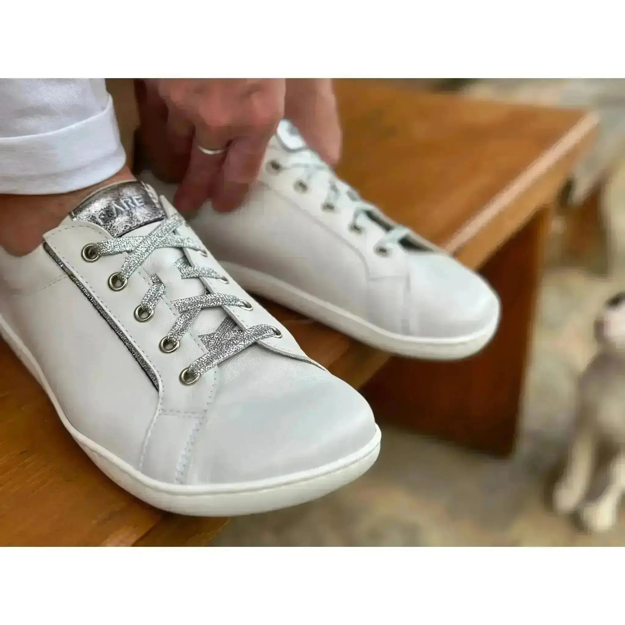 Fare Bare - Sella Blanc Élégant - Chaussures barefoot en cuir