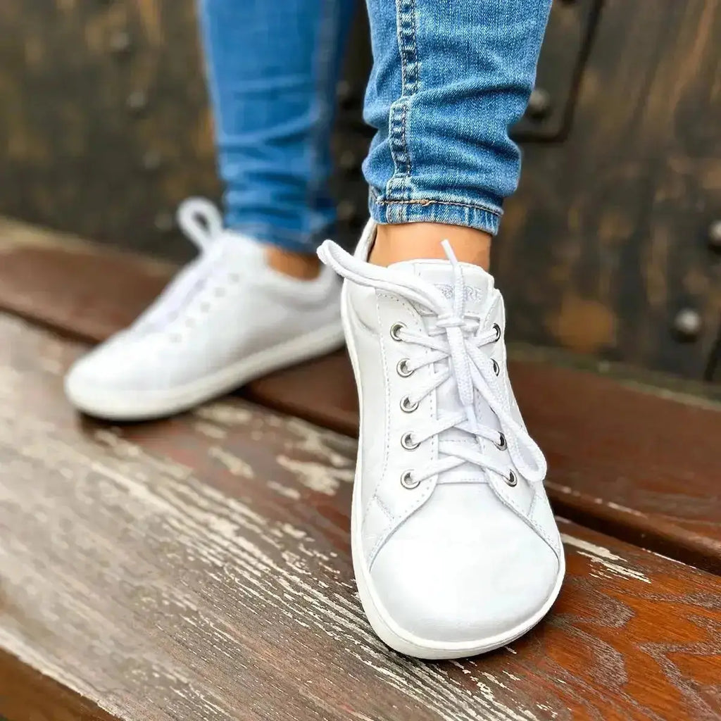 Fare Bare - Elegant Tiana White - Deportivas barefoot de piel