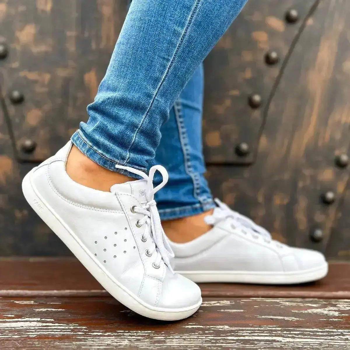 Fare Bare - Elegant Tiana White - Deportivas barefoot de piel