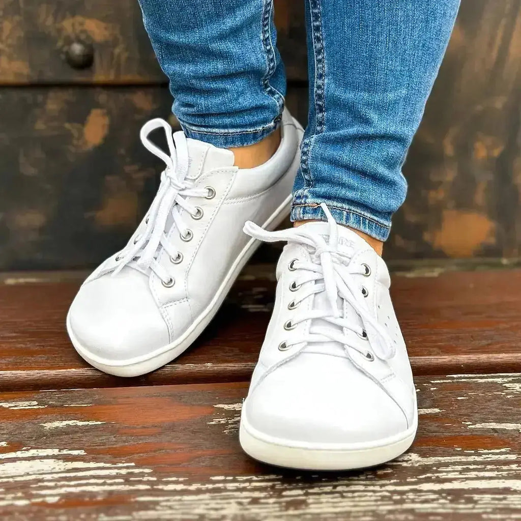 Fare Bare - Elegant Tiana White - Deportivas barefoot de piel