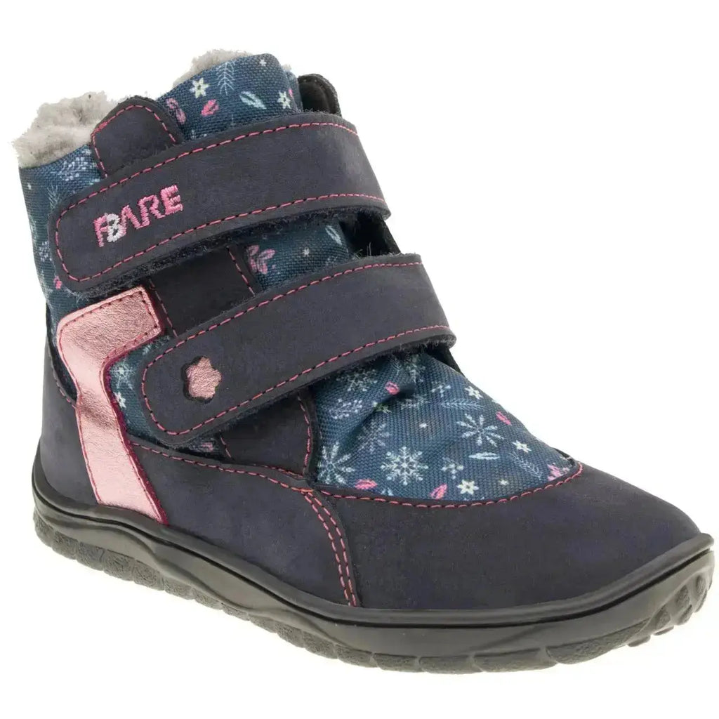 Fare Bare Kids - Frostky Winter Waterproof Blue/Pink - Botines barefoot infantiles impermeables calientes