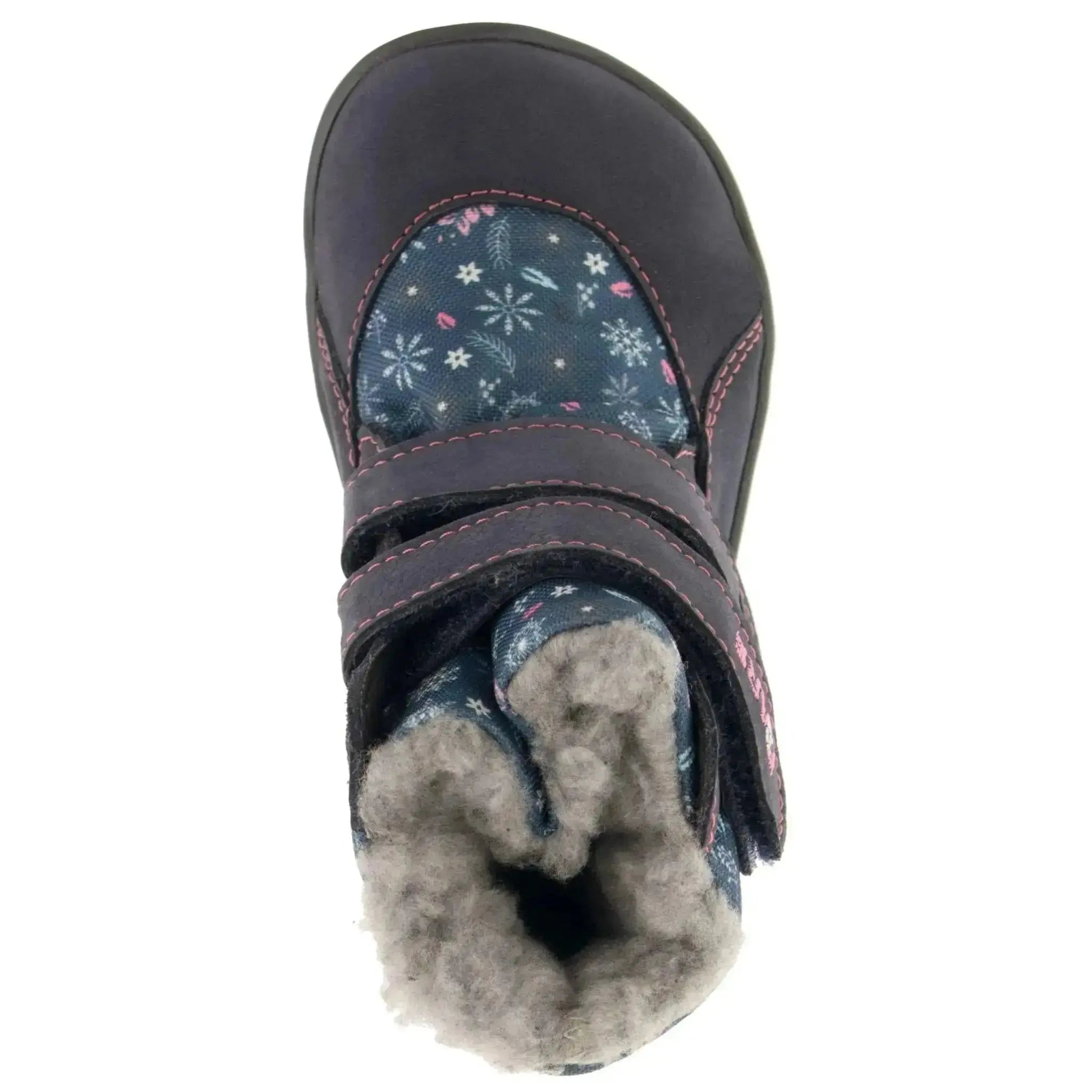 Fare Bare Kids - Frostky Hiver Imperméable Bleu/Rose - Bottines barefoot imperméables avec doublure hivernale
