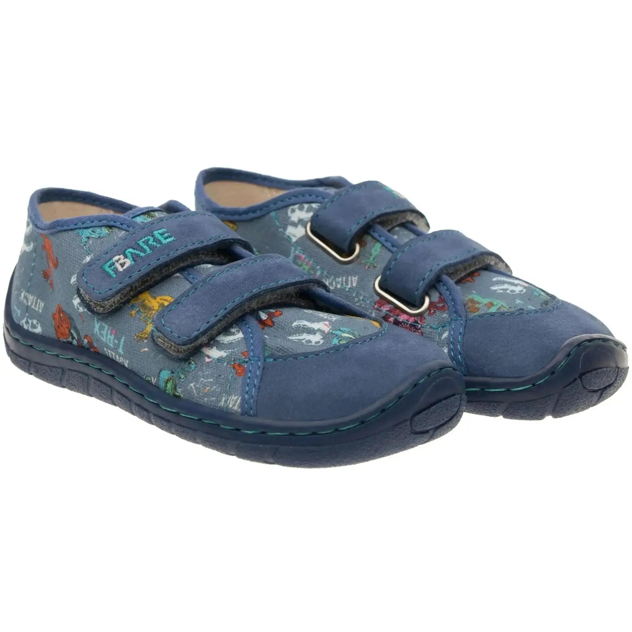 Fare Bare Kids - Série A Dinosaure - Chaussures barefoot en toile