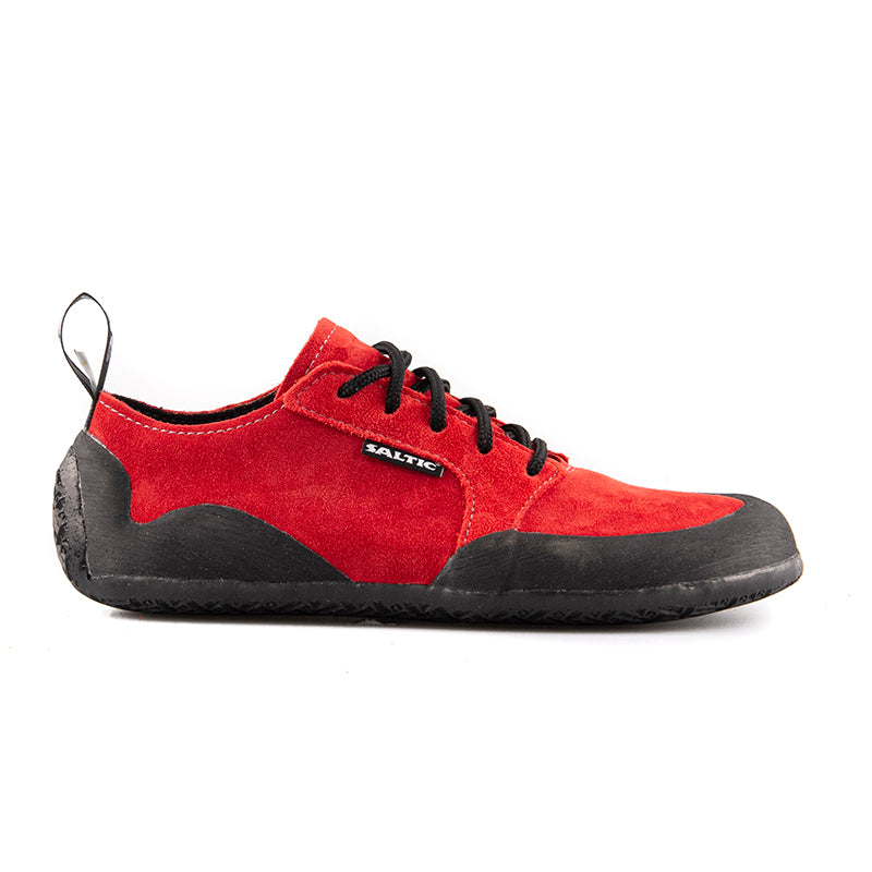 Saltic Outdoor Flat Red - Zapatillas barefoot unisex para senderismo rojas