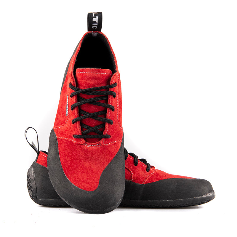Saltic Outdoor Flat Red - Zapatillas barefoot unisex para senderismo rojas