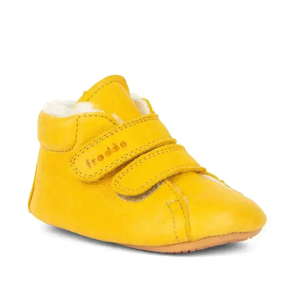 Froddo Prewalkers - Dark Yellow - Botitas respetuosas de primeros pasos amarillas con borreguito