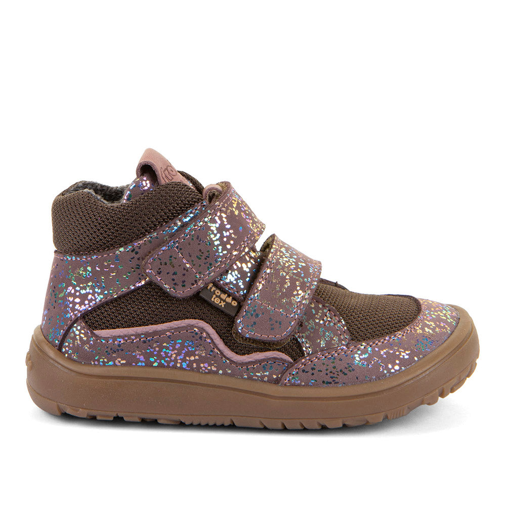 Froddo Barefoot Tex Autumn Pink Shine - Botines barefoot otoñales resistentes al agua rosas con brilli-brilli