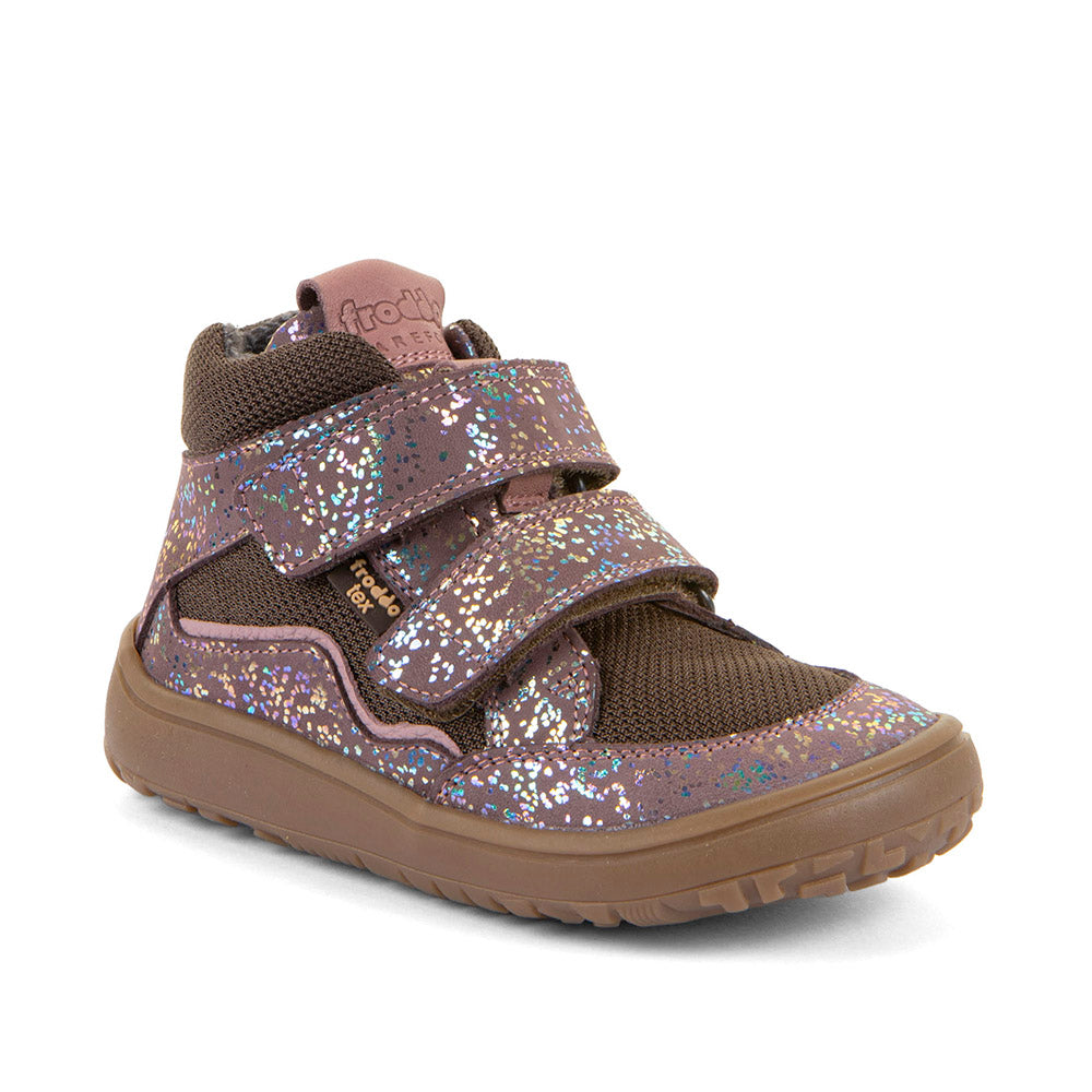 Froddo Barefoot Tex Autumn Pink Shine - Botines barefoot otoñales resistentes al agua rosas con brilli-brilli
