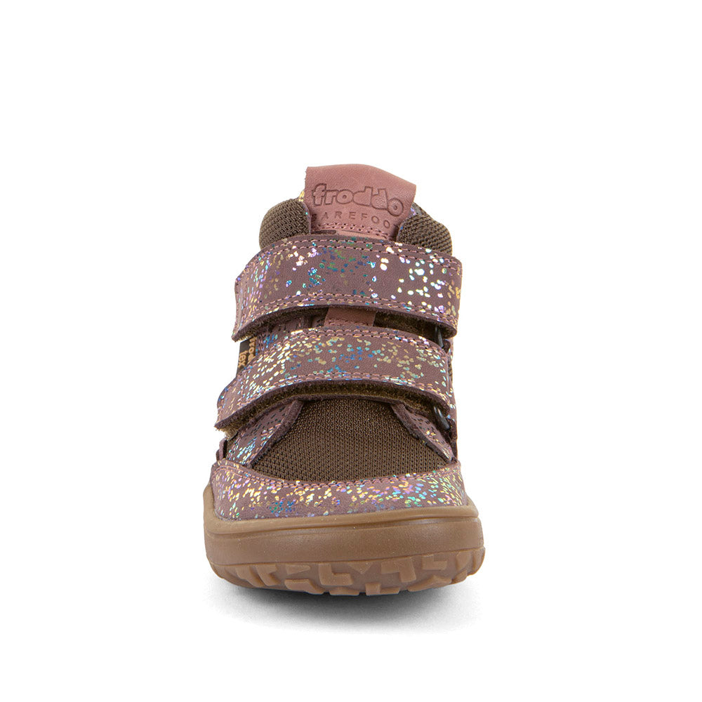 Froddo Barefoot Tex Autumn Pink Shine - Botines barefoot otoñales resistentes al agua rosas con brilli-brilli