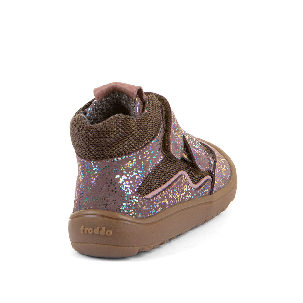 Froddo Barefoot Tex Autumn Pink Shine - Botines barefoot otoñales resistentes al agua rosas con brilli-brilli