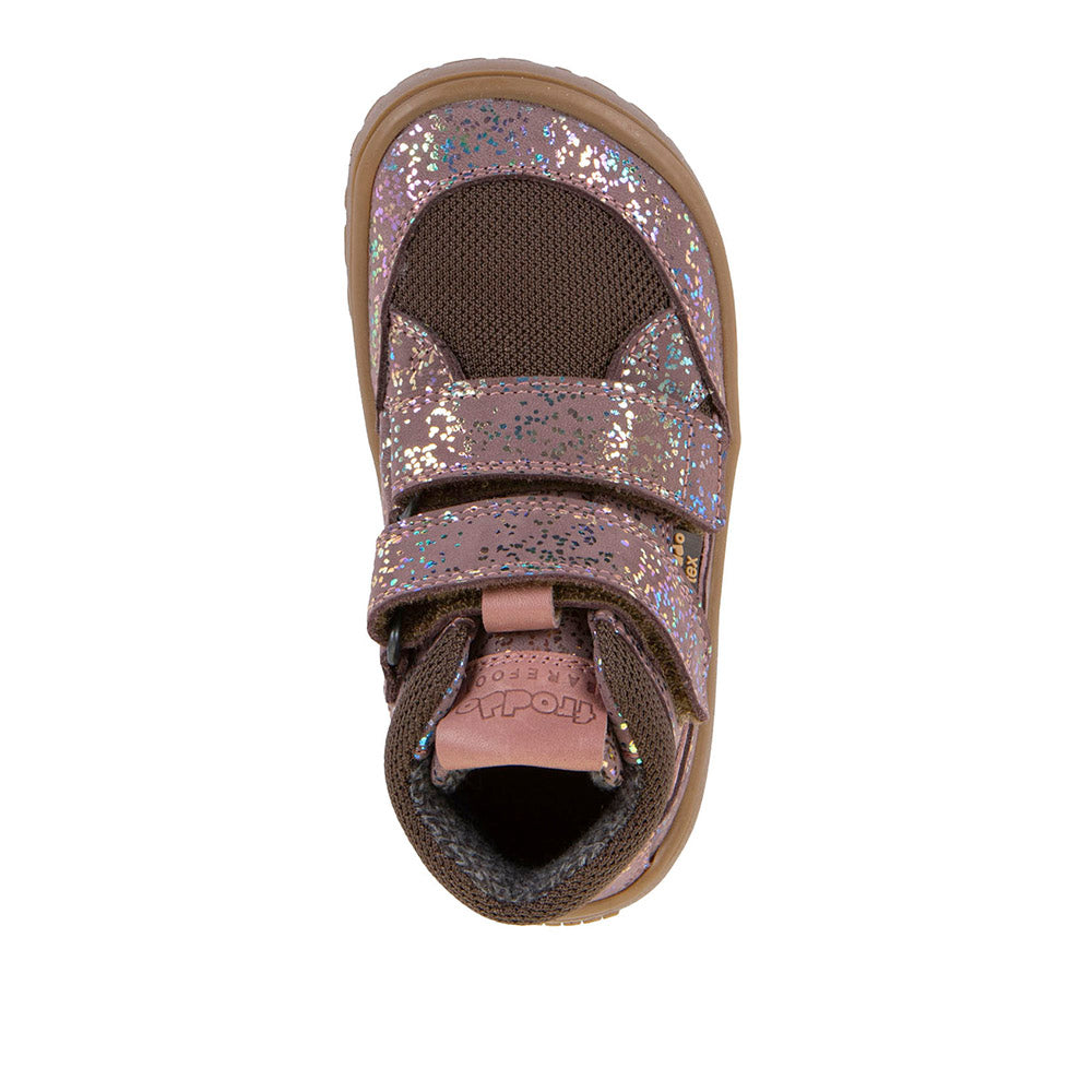 Froddo Barefoot Tex Autumn Pink Shine - Botines barefoot otoñales resistentes al agua rosas con brilli-brilli