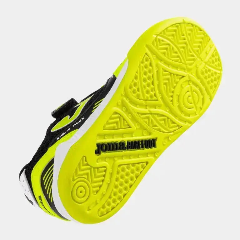 JOMA - Sala Max Kids Barefoot 2609 Amarillo Flúor Indoor - Zapatillas barefoot infantiles para fútbol sala