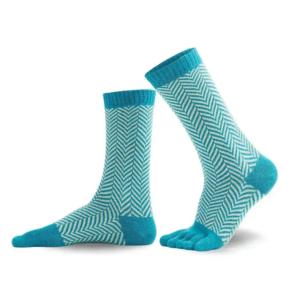 Knitido - Sill türkis / hellgrün - Calcetines Barefoot de dedos Media Caña Nórdicos para Adultos