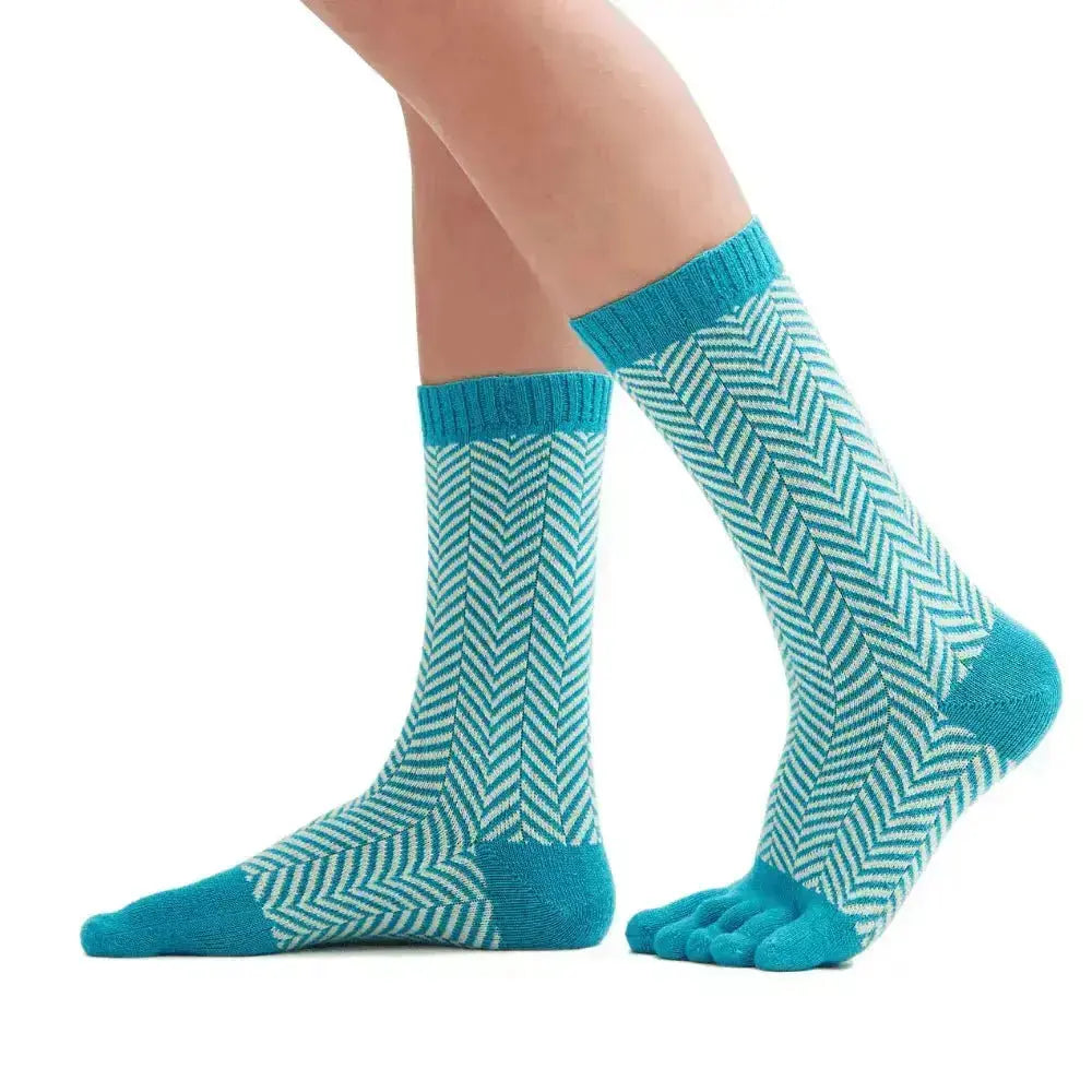 Knitido - Sill türkis / hellgrün - Calcetines Barefoot de dedos Media Caña Nórdicos para Adultos