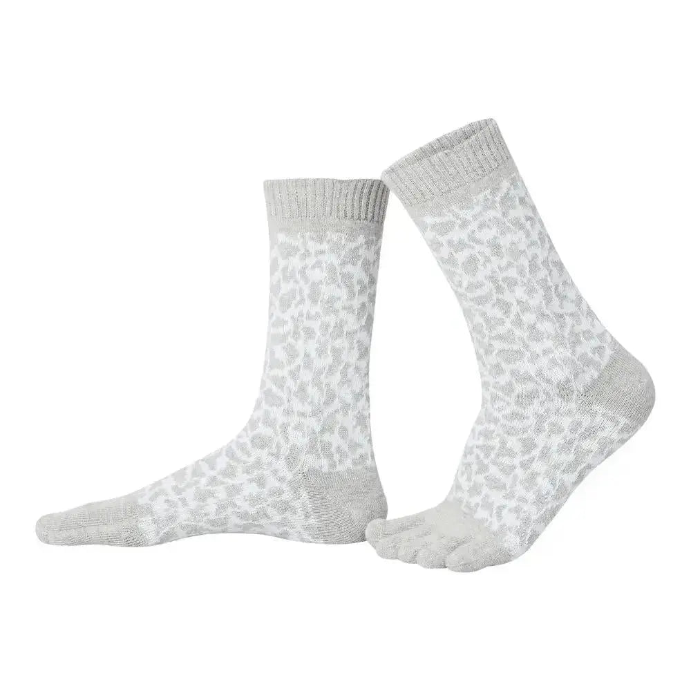 Knitido Trailer Garden Leopard - Calcetines de Dedos Barefoot Gris y Blanco