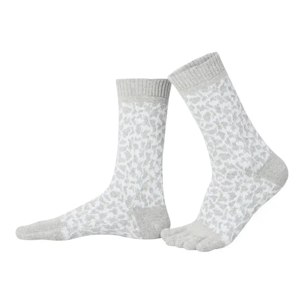 Knitido Trailer Garden Leopard - Calcetines de Dedos Barefoot Gris y Blanco