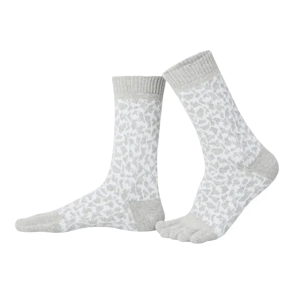 Knitido Trailer Garden Leopard - Calcetines de Dedos Barefoot Gris y Blanco