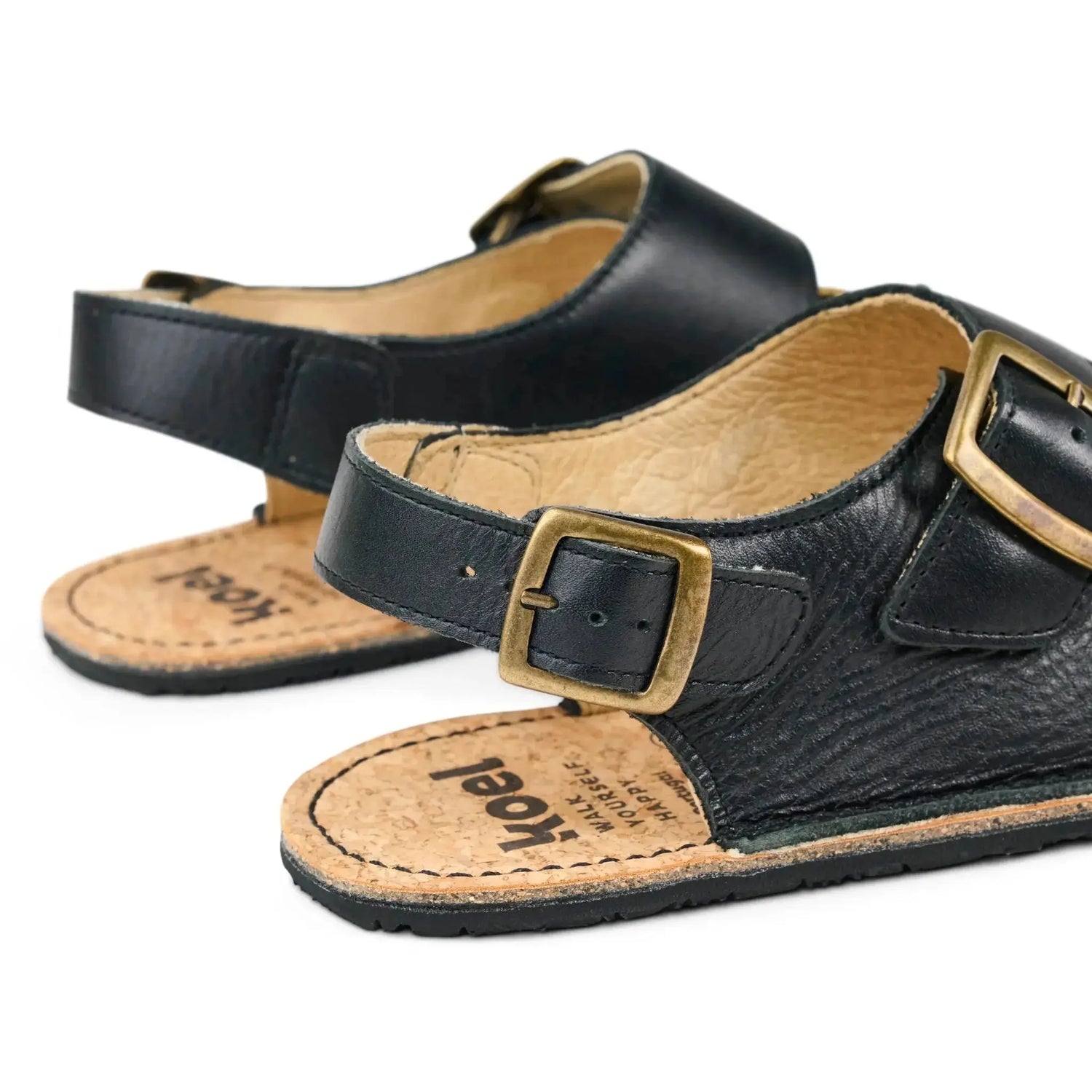 Koel - Ada Black - sandalias barefoot triple hebilla