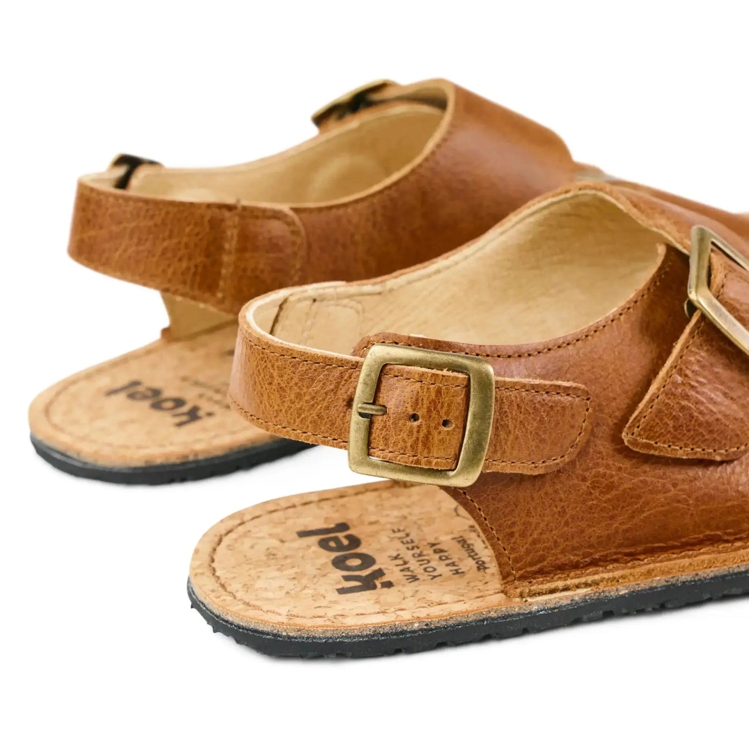Koel - Ada Cognac - sandalias barefoot triple hebilla