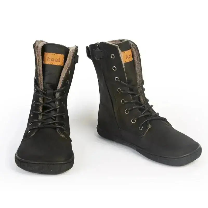 Koel - Faro Lambswool Black - Botas barefoot calientes unisex negras