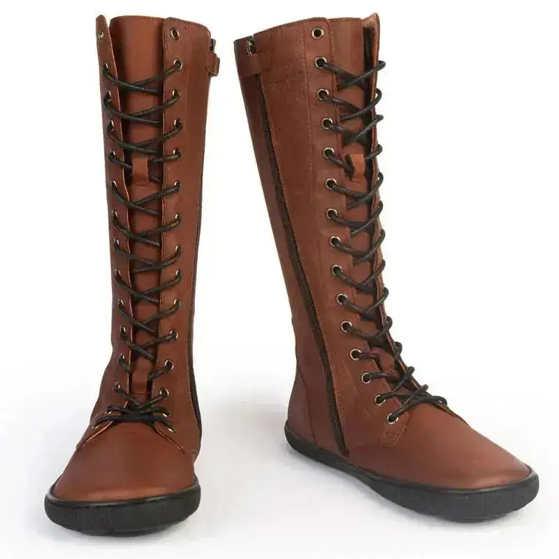 Koel - Flora Lambswool Chocolate - Botas altas barefoot calientes