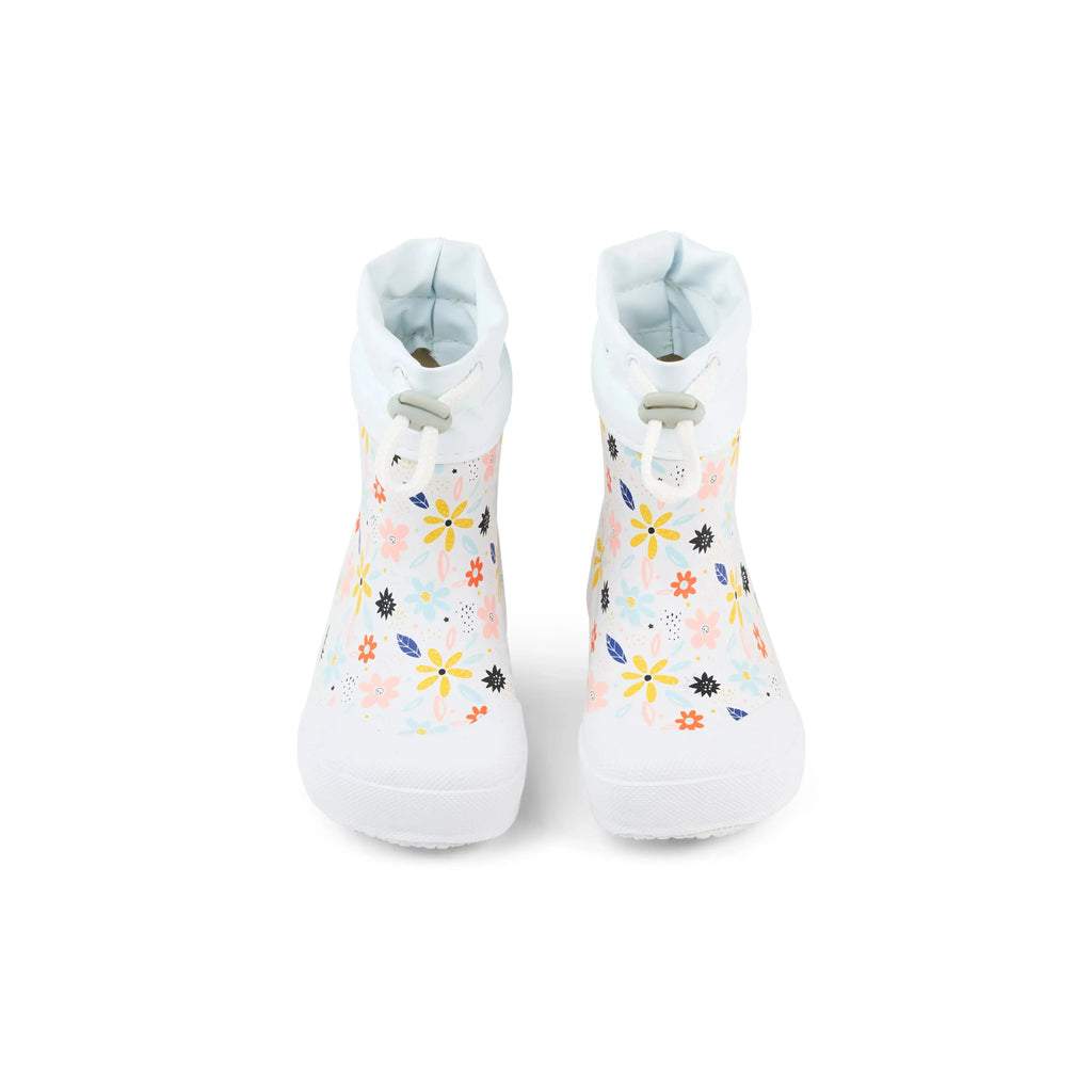 Koel Wibi Flowers White - botas de agua respetuosas de primeros pasos blancas con flores  Cacles Barefoot