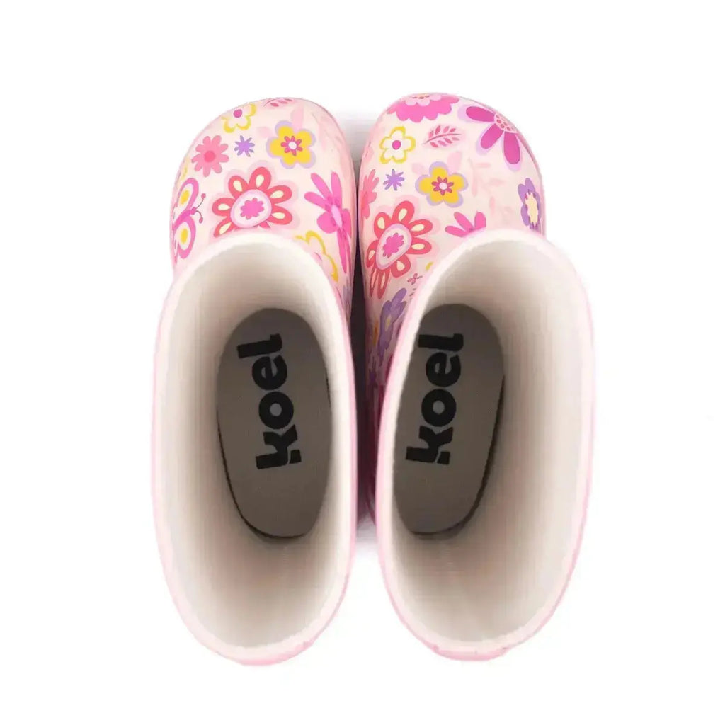 Koel4kids - Wellie Fuchsia Flowers - botas de agua barefoot infantiles