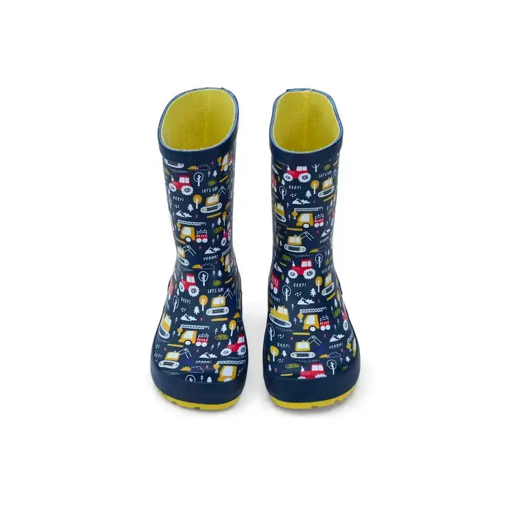 Koel4kids - Wellie Tractor Blue - botas de agua barefoot infantiles