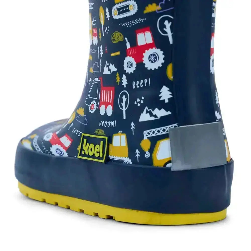 Koel4kids - Wellie Tractor Blue - botas de agua barefoot infantiles