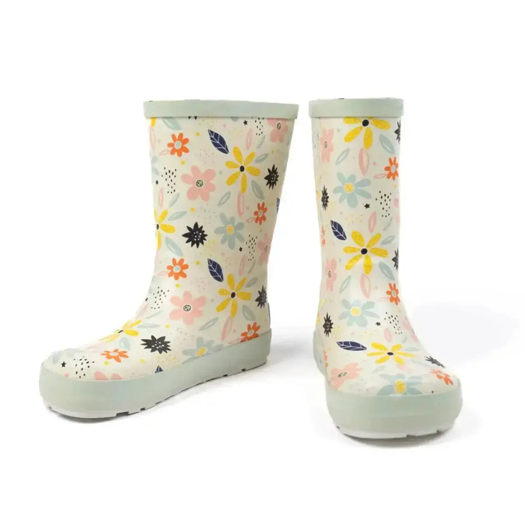 Koel4kids - Wellie White Flowers - botas de agua barefoot infantiles