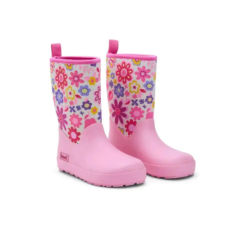 Koel4kids - Neoprene Wellie '25 Fuchsia Flowers - botas de agua barefoot infantiles con neopreno