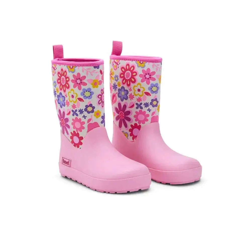 Koel4kids - Neoprene Wellie '25 Fuchsia Flowers - botas de agua barefoot infantiles con neopreno