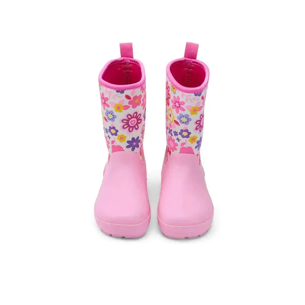 Koel4kids - Neoprene Wellie '25 Fuchsia Flowers - botas de agua barefoot infantiles con neopreno