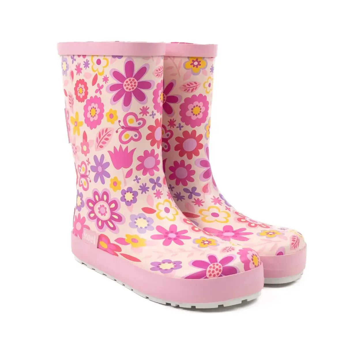 Koel4kids - Wellie Fuchsia Flowers - botas de agua barefoot infantiles