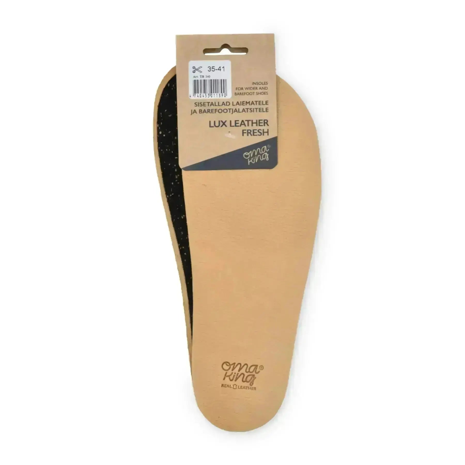 OmaKing Lux Leather Fresh - Plantillas barefoot recortables de cuero y carbón activo 3 mm