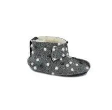 Omaking - Kaku Grey with dots - zapatillas de casa respetuosas infantiles calentitas de lana azules