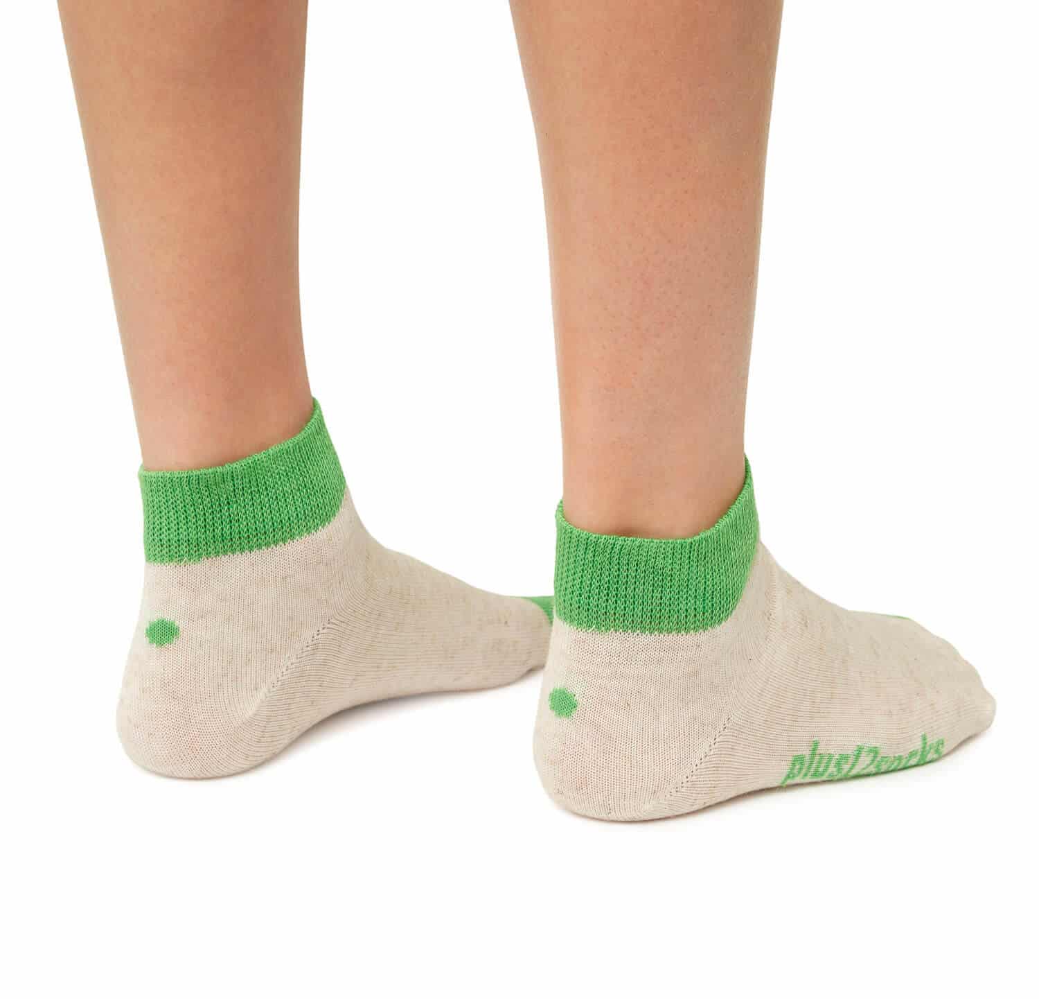 Plus12 - Sneaker Tencel y Lino Natural + Green - Calcetines respetuosos tobilleros