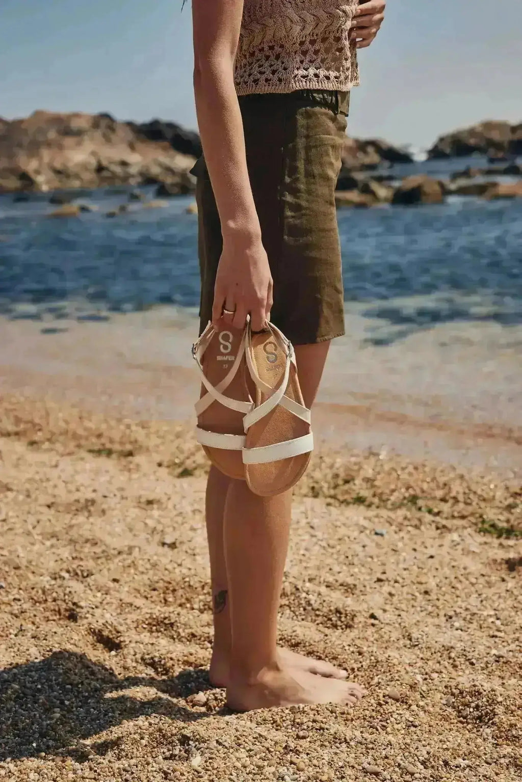 Shapen - Calla White - Sandalias barefoot blancas para mujer