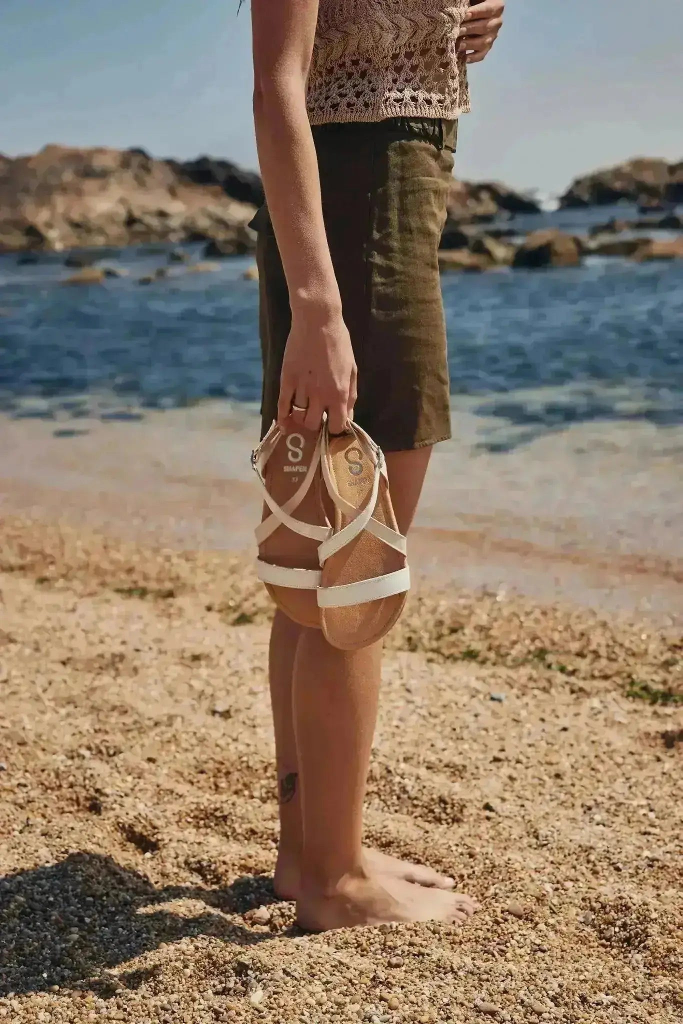 Shapen - Calla White - Sandalias barefoot blancas para mujer