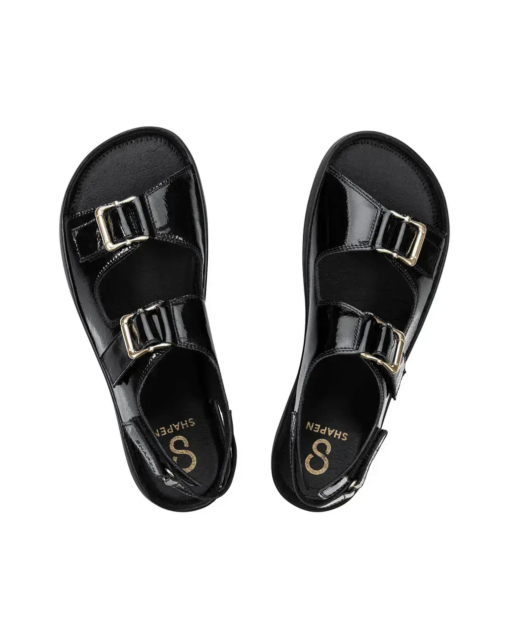 Shapen Dazzle Black - Sandalias barefoot de hebillas