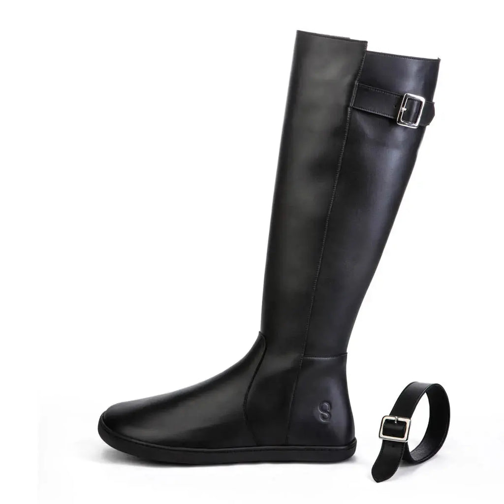 Shapen - Glam Knee Black Leather - Bottes hautes barefoot