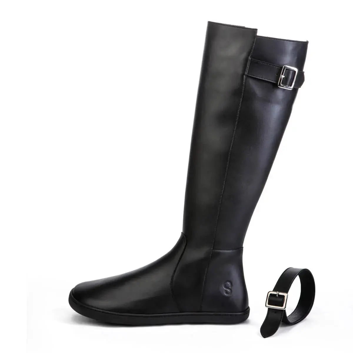 Shapen - Glam Knee Black Leather - Bottes hautes barefoot