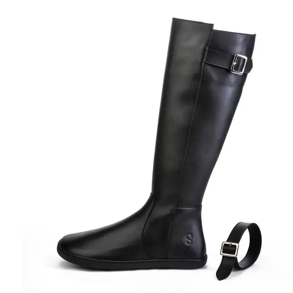 Shapen - Glam Knee Black Leather  - Botas altas barefoot