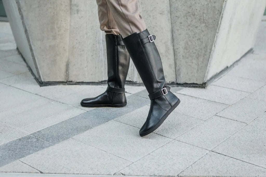Shapen - Glam Knee Black Leather - Bottes hautes barefoot
