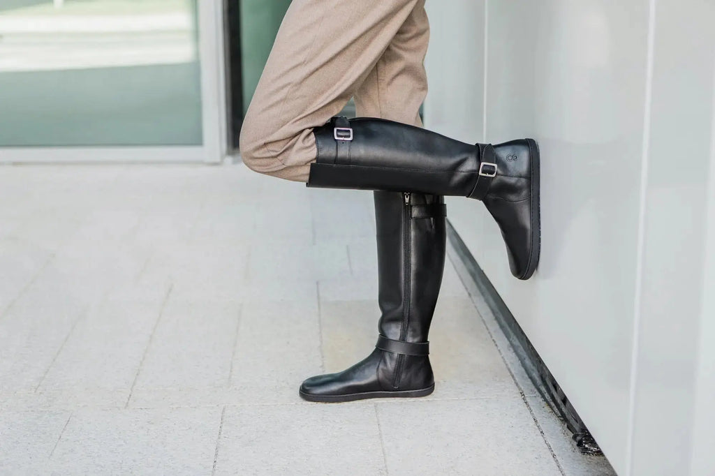 Shapen - Glam Knee Black Leather - Bottes hautes barefoot